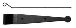 10" Strap Hinge: 1/2" offset, Stainless Steel: matte black powder coat finish (pair)